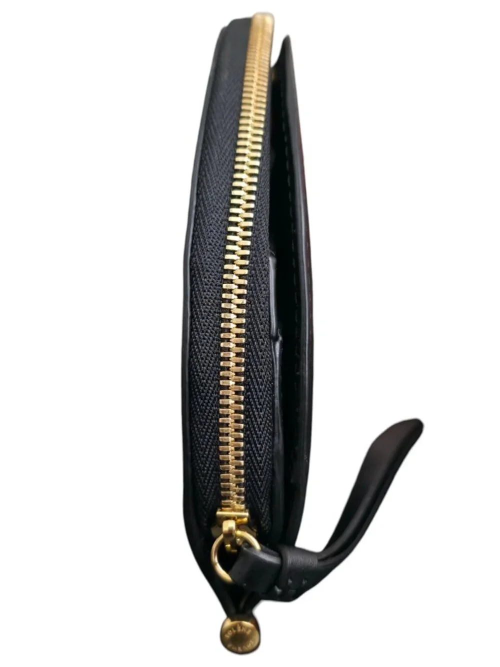 Polene Half Moon Wallet Black Smooth Calfskin Leather Zip Around Demie Lune